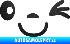 Samolepka Obličej 008 pravá mrkající škrábaný kov černý
