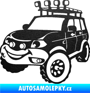 Samolepka Off Road 005 levá veselé autíčko škrábaný kov černý
