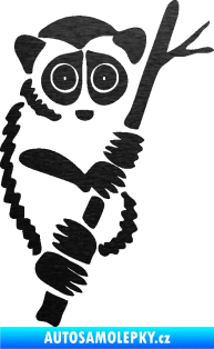 Samolepka Opice 004 pravá lemur na stromě škrábaný kov černý
