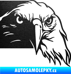 Samolepka Orel 010 pravá hlava škrábaný kov černý