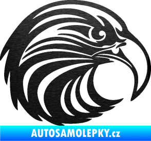 Samolepka Orel 012 pravá hlava škrábaný kov černý