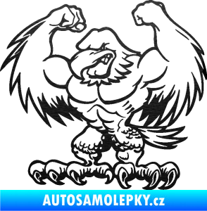 Samolepka Orel svalovec levá škrábaný kov černý