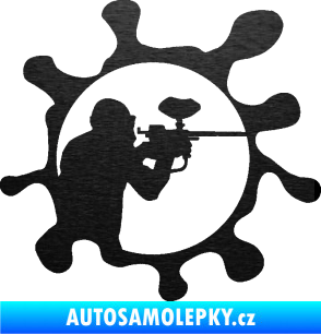 Samolepka Paintball 004 pravá škrábaný kov černý