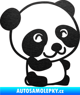 Samolepka Panda 002 pravá škrábaný kov černý