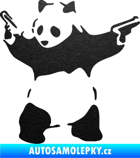 Samolepka Panda 007 levá gangster škrábaný kov černý