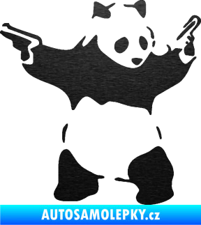 Samolepka Panda 007 pravá gangster škrábaný kov černý