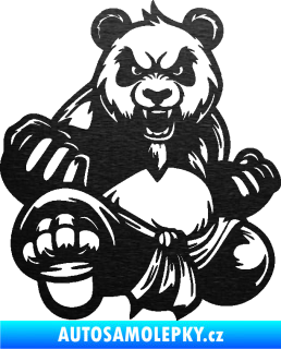 Samolepka Panda 012 levá Kung Fu bojovník škrábaný kov černý