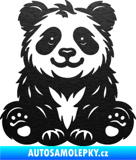 Samolepka Panda 013 levá spokojená škrábaný kov černý
