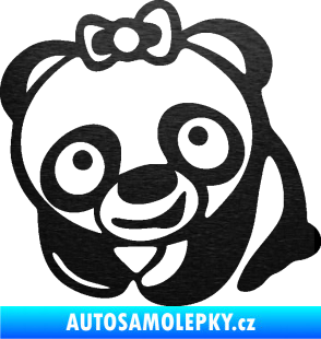 Samolepka Panda baby levá škrábaný kov černý