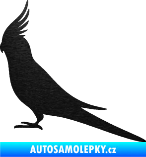 Samolepka Papoušek 002 levá škrábaný kov černý