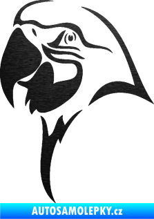 Samolepka Papoušek 006 levá hlava škrábaný kov černý