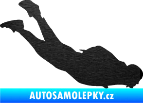Samolepka Parašutista 003 pravá skok z letadla škrábaný kov černý