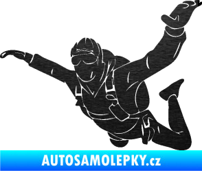 Samolepka Parašutista 004 levá škrábaný kov černý