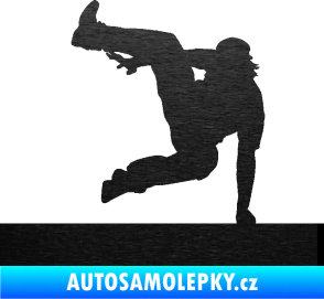 Samolepka Parkour 002 levá škrábaný kov černý