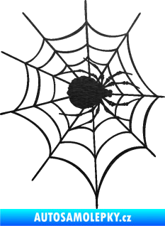 Samolepka Pavouk 016 pravá s pavučinou škrábaný kov černý