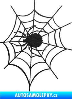 Samolepka Pavouk 016 levá s pavučinou škrábaný kov černý