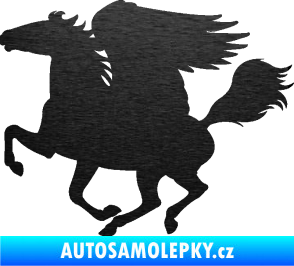 Samolepka Pegas 001 levá okřídlený kůň škrábaný kov černý