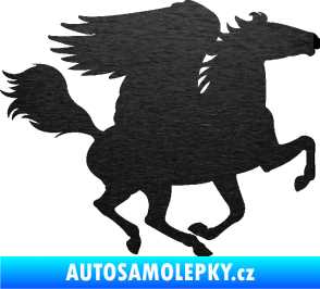 Samolepka Pegas 001 pravá okřídlený kůň škrábaný kov černý