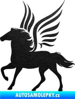 Samolepka Pegas 002 levá okřídlený kůň škrábaný kov černý
