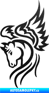 Samolepka Pegas 003 levá okřídlený kůň hlava škrábaný kov černý