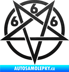 Samolepka Pentagram 666 škrábaný kov černý