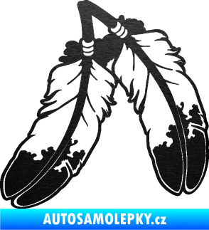 Samolepka Peříčka 003 levá indiánský motiv škrábaný kov černý