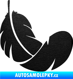 Samolepka Peříčko 008 pravá škrábaný kov černý