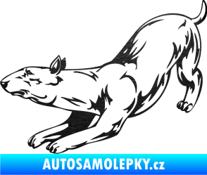 Samolepka Pes 009 levá škrábaný kov černý