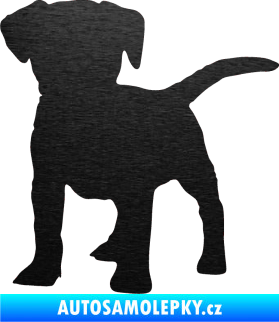 Samolepka Pes 056 levá štěně škrábaný kov černý