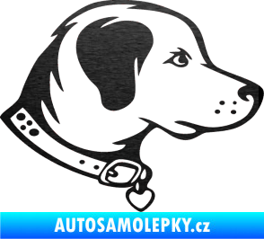 Samolepka Pes 058 pravá škrábaný kov černý