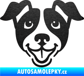 Samolepka Pes 065 škrábaný kov černý