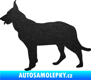 Samolepka Pes 079 levá Německý ovčák škrábaný kov černý