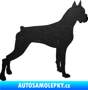 Samolepka Pes 087 pravá Boxer škrábaný kov černý