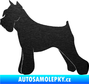 Samolepka Pes 091 levá Knírač škrábaný kov černý