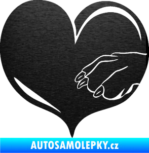 Samolepka Pes 102 pravá packa škrábaný kov černý