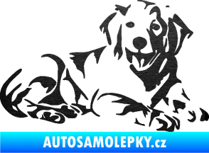 Samolepka Pes 106 pravá Retrívr škrábaný kov černý