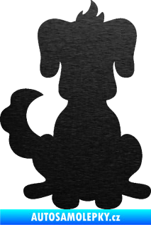 Samolepka Pes 113 levá kreslená silueta škrábaný kov černý