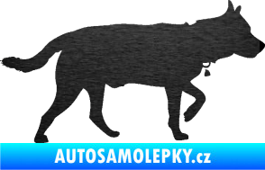 Samolepka Pes 121 pravá německý ovčák škrábaný kov černý