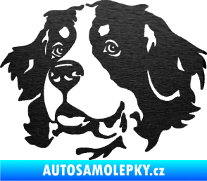 Samolepka Pes 131 levá bernský salašnický pes škrábaný kov černý