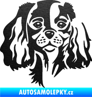 Samolepka Pes 132 levá Cavalier king Charles spaniel škrábaný kov černý