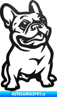 Samolepka Pes 139 pravá francouzský buldoček škrábaný kov černý