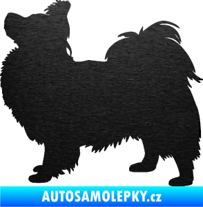 Samolepka Pes 149 levá papillon škrábaný kov černý