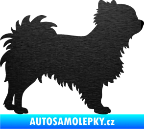 Samolepka Pes 156 pravá čivava škrábaný kov černý