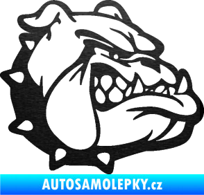 Samolepka Pes 174 pravá rozzuřený buldok škrábaný kov černý