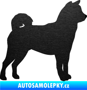 Samolepka Pes 191 pravá Shiba - Inu škrábaný kov černý