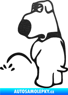 Samolepka Pes čůrá 002 levá škrábaný kov černý
