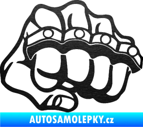 Samolepka Pěst boxer pravá škrábaný kov černý