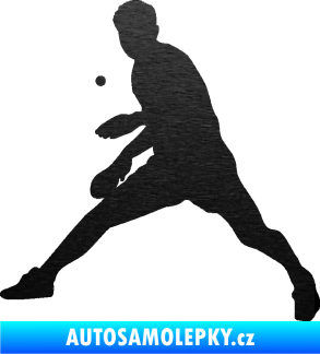 Samolepka Ping pong 002 levá škrábaný kov černý