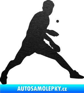 Samolepka Ping pong 002 pravá škrábaný kov černý