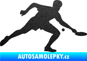 Samolepka Ping pong 001 pravá škrábaný kov černý